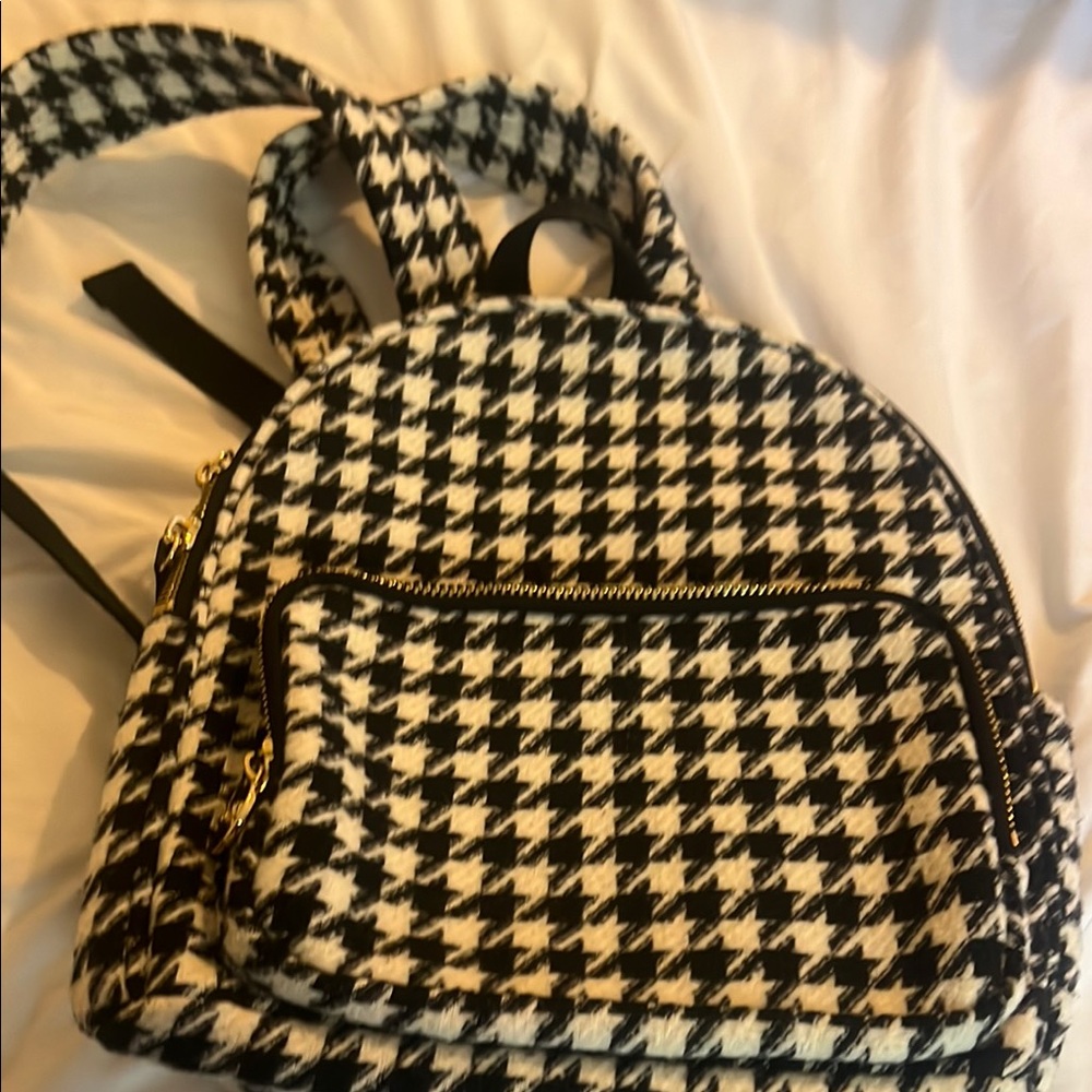 Stoney Clover Lane Black and White Houndstooth Backpack